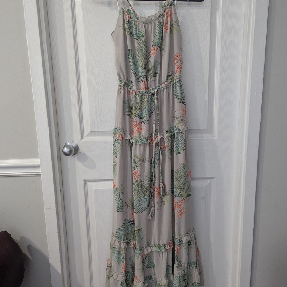 Lost And Wander Taupe Floral Maxi Dress